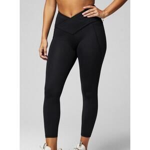 Fabletics Women's SMALL Black Oasis PureLuxe Crossover Legging 7/8 High Waist